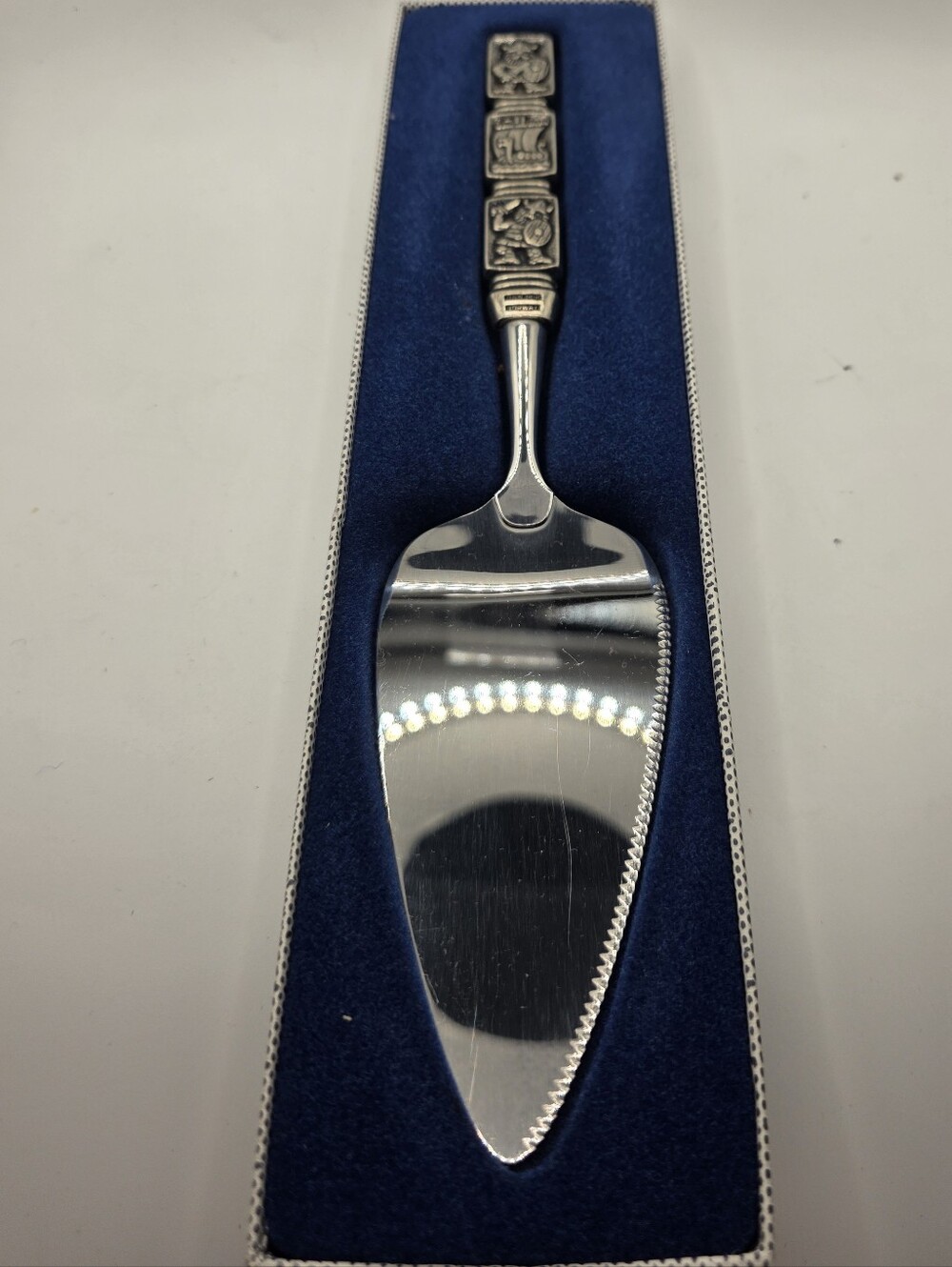 Vintage Tinn-Per Norway Viking Pewter Cake Pie Server Shovel Mid Century Boxed